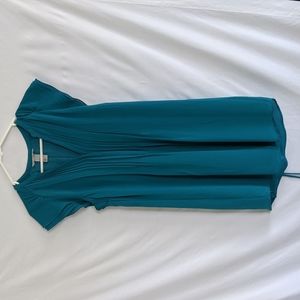 H&M Teal Blue Button-Down Tie Waist Dress